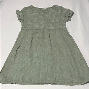 Terzo Millennio 100% Linen Dress with Embroidery Detail